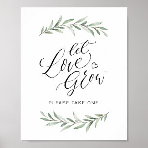 Kalligrafi "Låt kärlek växa" Rustik grönska Poster