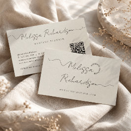 Kalligrafi manus neutral taupe QR-kod Visitkort