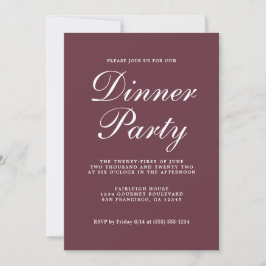 Kalligrafi med enkel Chic Burgundy Middag Party Inbjudningar