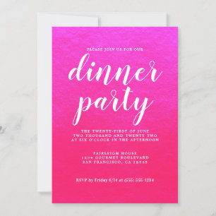 Kalligrafi med enkel Chic Shiny Rosa Dinner Party Inbjudningar