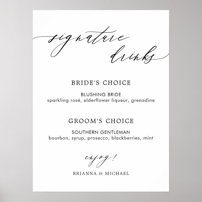 Kalligrafi med enkel Elegant Namnteckning menyn Dr Poster (Framsidan)