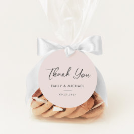 Kalligrafi med enkel Elegant Rosa Bröllop Tack Gåvor Etiketter
