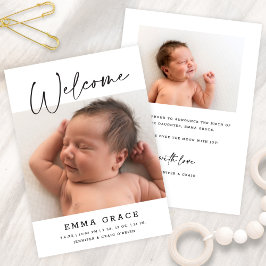 Kalligrafi med enkel Elegant Välkomsthälsning Baby Meddelande