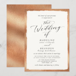 Kalligrafi med koppar Kant Luxury Fall Wedding Inbjudningar