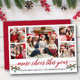 Kalligrafi mer Chef i år 5 fotoröd Julkort