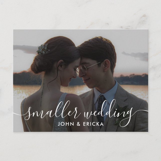 Kalligrafi Mindre Bröllops Foto Annonsering Inbjudan Vykort (Framsida)