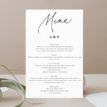 Kalligrafi - minimalistisk Bröllop Menu White<br><div class="desc">Visualisera en minimalistisk meny i bröllop som utstrålar underdriven elegans. Utformningen förkroppsligar enkelhet och har en ren och oklanderlig layout. Menyns rubrik presenteras på ett smakfullt sätt i ett känsligt kalligrafteckensnitt, vilket ger upphov till en viss förfinad konst. Textinformationen, inklusive de noggrant kurvformade diskarna, visas i ett klassiskt serif-teckensnitt, vilket...</div>