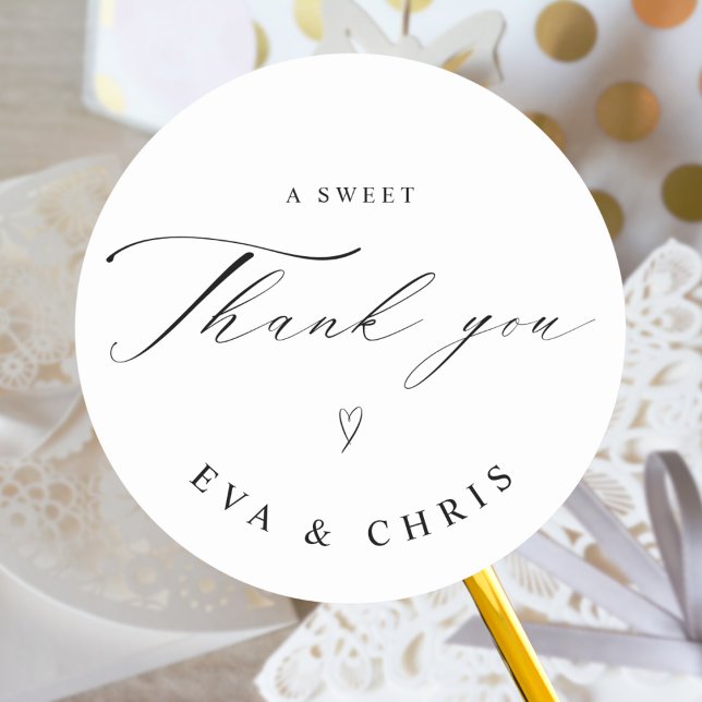 Kalligrafi - minimalistisk Bröllop Runt Klistermärke (Skapare uppladdad)