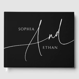 Kalligrafi Minimalistisk Elegant bröllop Black Gästböcker