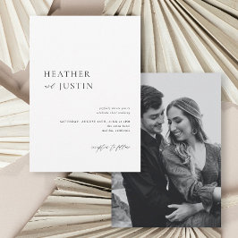 Kalligrafi - minimalistisk fotoinbjudan till Bröll Spara Datumet