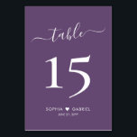 Kalligrafi Minimalistisk Lila Bröllop Dubbla Side Bordsnummer<br><div class="desc">Elegant Calligraphy Script Heart Mauve Lila Bröllop Bordsnummer Dubbla Sided with anpassningsbar personlig. Hjälp dina gäster att enkelt hitta rätt med de här dubblorna för enkel elegant i bordsnummer i vitt på flykt, dammig lila eller färg. Enkel att anpassa, ha nummer, koppla namn med kärlek hjärtmotiv och datum! Har ett...</div>