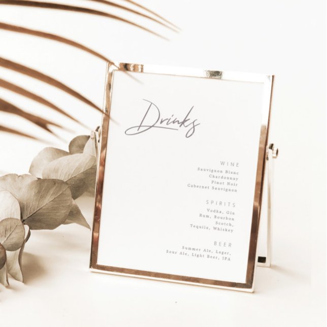 Kalligrafi Minimalistisk Modern Bar Meny Skylt (Skapare uppladdad)