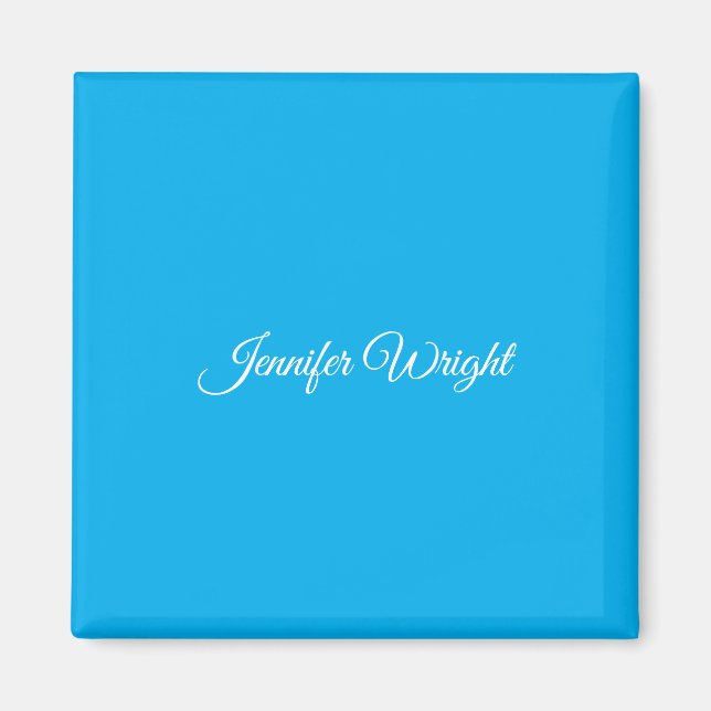 Kalligrafi minimalistisk vanlig modern azurblått magnet (Framsidan)