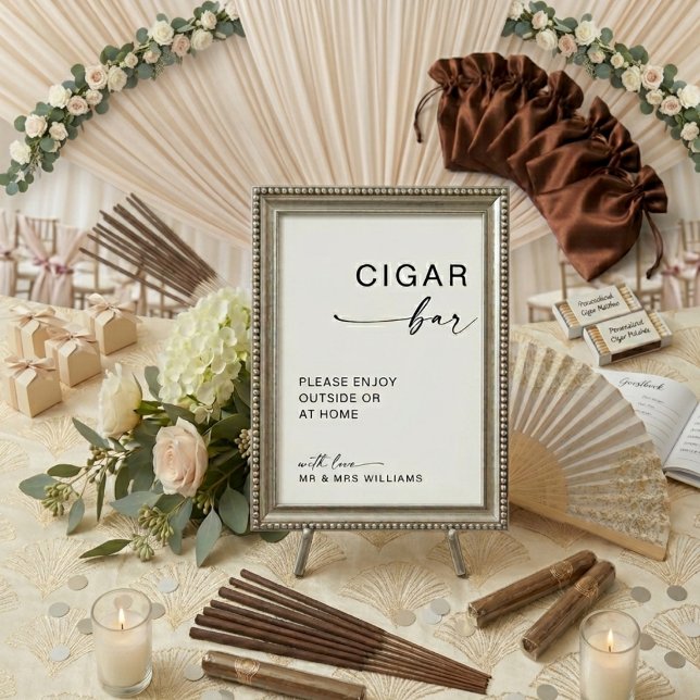 Kalligrafi Modern cigarbar-äktenskap Bröllopsskylt Poster (Skapare uppladdad)