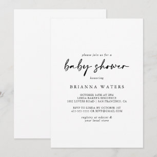 Kalligrafi Modern Elegant Baby Shower Inbjudningar