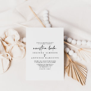 Kalligrafi Modern Elegant Nuestra Boda Bröllop Inbjudningar