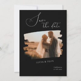 Kalligrafi Modern svart foto sparar datum Inbjudningar