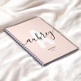 Kalligrafi Monogram Girly  Rosa Anteckningsbok