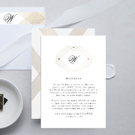 Kalligrafi, monogram Guld Deco Bröllop OSA Kort