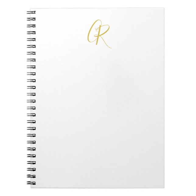 Kalligrafi Monogram Guld Färg Enkel Modern Anteckningsbok (Framsidan)