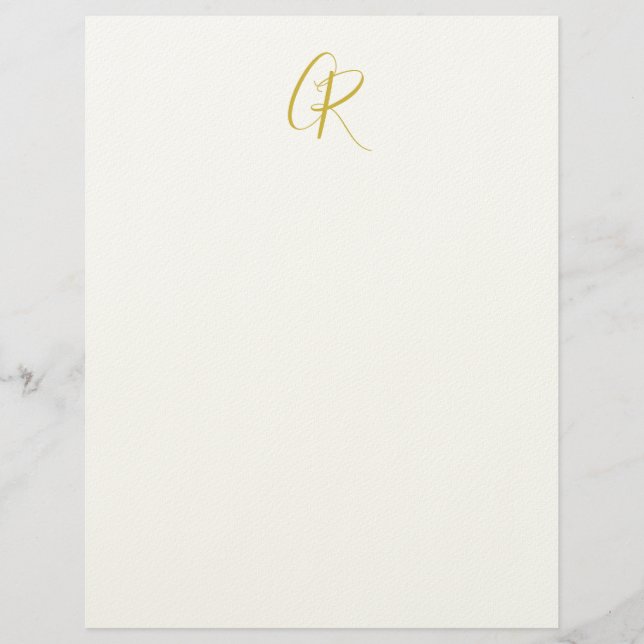 Kalligrafi Monogram Guld Färg Enkel Modern Brevhuvud (Framsida)