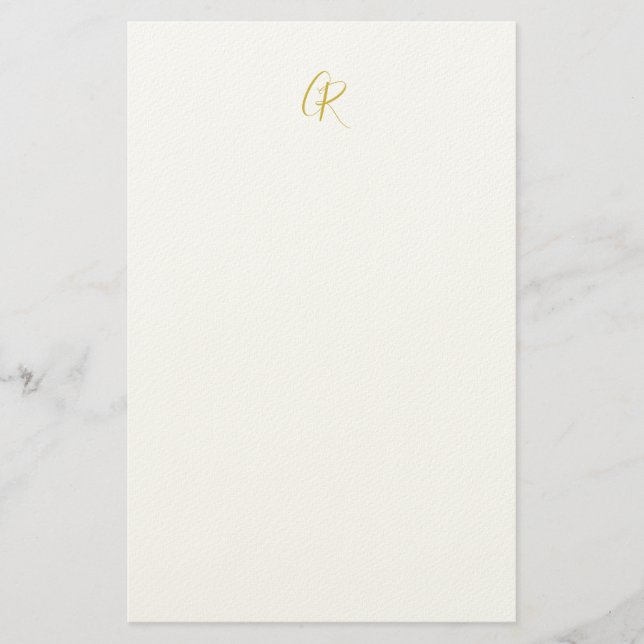 Kalligrafi Monogram Guld Färg Enkel Modern Brevpapper (Framsida)