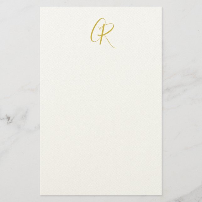 Kalligrafi Monogram Guld Färg Enkel Modern Brevpapper (Framsida)