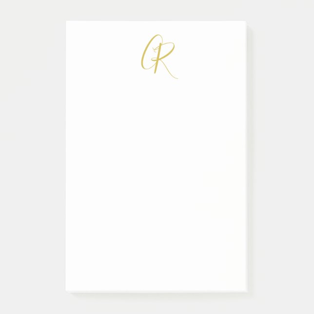 Kalligrafi Monogram Guld Färg Enkel Modern Post-it Block (Framsida)