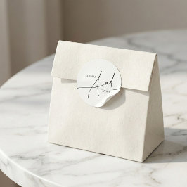 Kalligrafi Monogram Minimalist Bröllop Runt Klistermärke