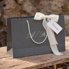 Kalligrafi-monogram mörkgrå bröllopsgäst