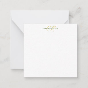 Kalligrafi Monogram Namn Guld Svart Vitt Anpassat Anteckningskort