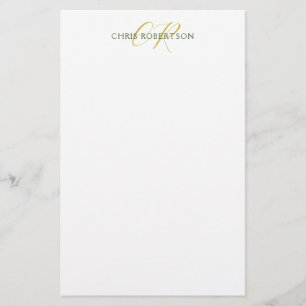 Kalligrafi Monogram Namn Guld Svart Vitt Anpassat Brevpapper