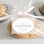 Kalligrafi Monogrammad lyckligtvis allt efter Bröl Runt Klistermärke<br><div class="desc">Kalligrafi Monogrammed lyckligtvis allt efter den klassiska rundan av Bröllop.</div>