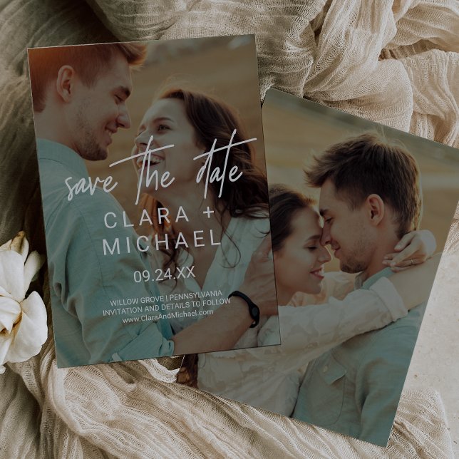 Kalligrafi | Mörk Fotoöverlägg Spara Datumet (Skapare uppladdad)