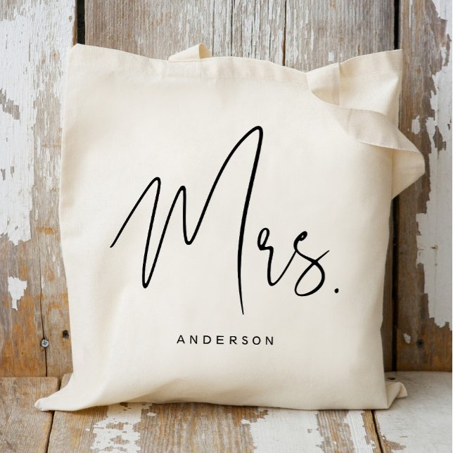 Kalligrafi Mrs Bride to Be Handväskor Tygkasse (Skapare uppladdad)