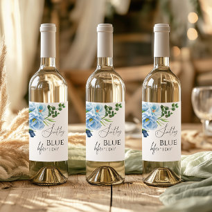 Kalligrafi något blått Blommigt Möhippa Vinflaska Etikett