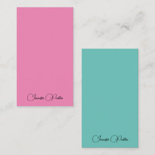 Kalligrafi Namn Modern Rosa & Teal Top Anteckningskort