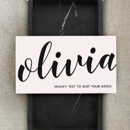 Kalligrafi Namnteckning skriptfet Rosa Visitkort