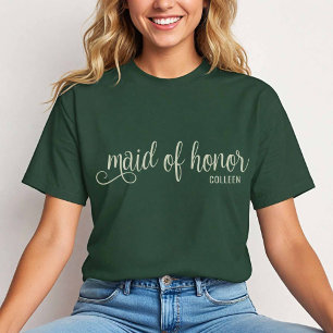 Kalligrafi Naturlig på Forest Grönt Maid of honor T Shirt