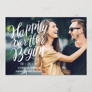 Kalligrafi och foto-Bröllop spara datum-kort Datumet