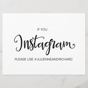 Kalligrafi "Om du instagrammar" bröllopsskylt Inbjudningar