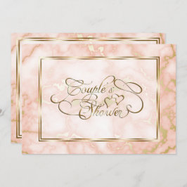 Kalligrafi över bröllop Ro och Guld Marble Ornate Inbjudningar