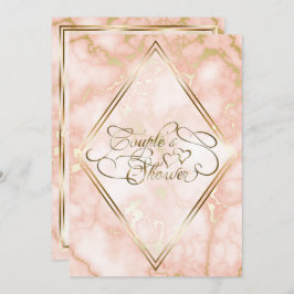 Kalligrafi över bröllop Ro och Guld Marble Ornate Inbjudningar