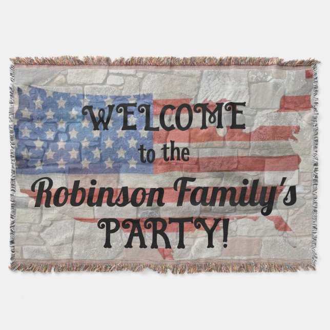 Kalligrafi över den amerikanska patriotiska Flagga Filt (Framsidan)