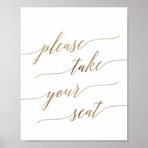 Kalligrafi över elegant Guld tar ditt sätestecken Poster