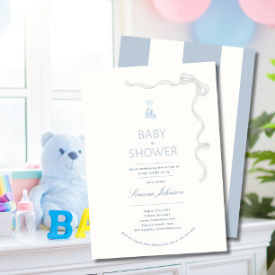 Kalligrafi över minimalistbojor med babykläder inbjudningar