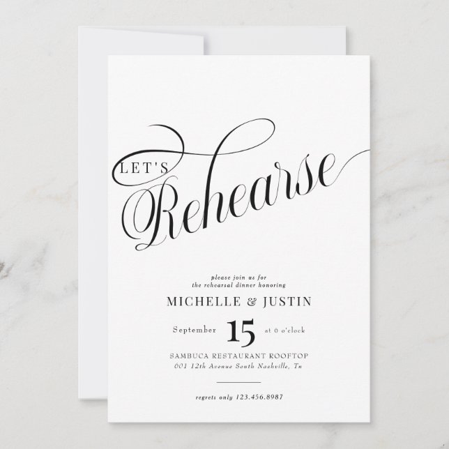 Kalligrafi Övningsmiddagsinbjudan Inbjudningar (Framsida)