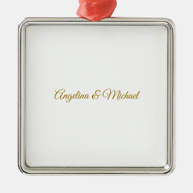 Kalligrafi Professionell Elegant Guld Färg Julgransprydnad Metall (Framsidan)