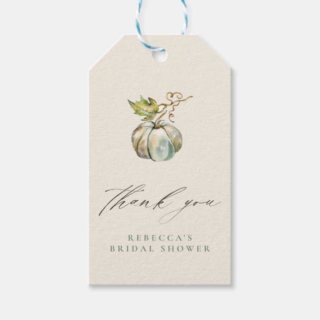 Kalligrafi Pumpkin Bröllopsfest Tacksamhet Presentetikett (Framsidan)