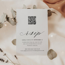 Kalligrafi QR-kod Blommig Bröllop RSVP-kort